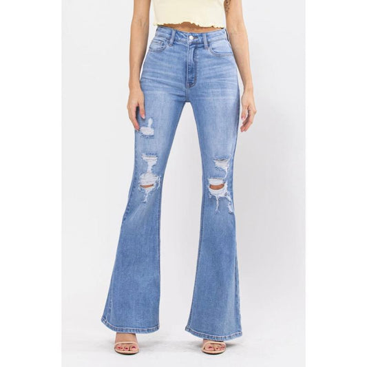 Cello High-Rise Distressed Super Flare Jeans
