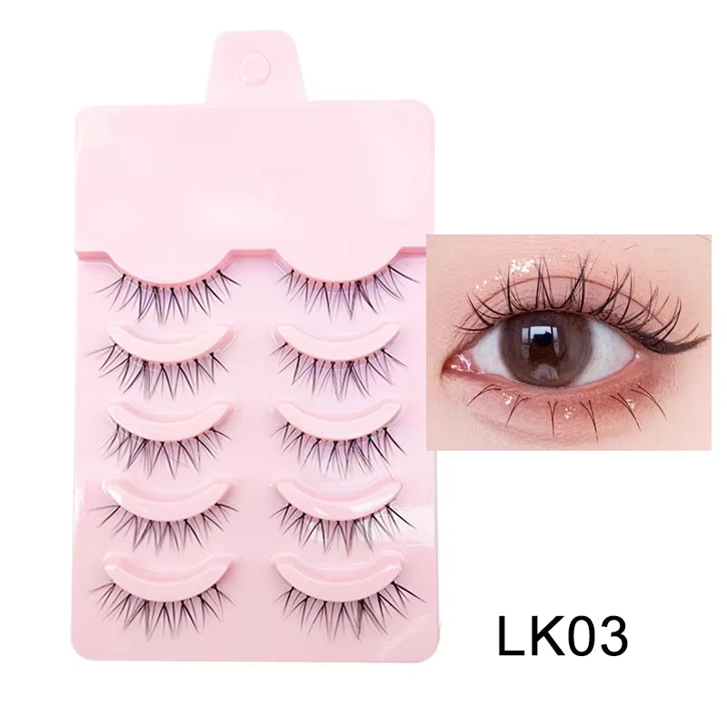 Manga-Inspired Soft Natural False Eyelashes - Thick Wispy Lashes for Daily Makeup and Special Occasions