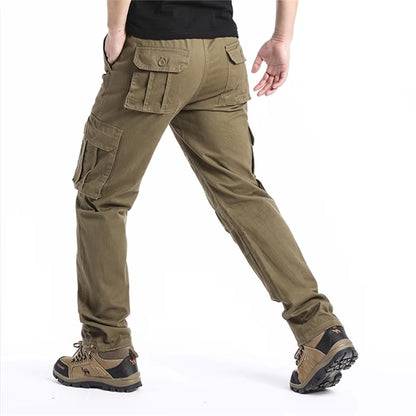 Men's Outdoor Tactical Overalls - Large Pocket Casual Jogging Pants with Elastic Waist, Made from Pure Cotton