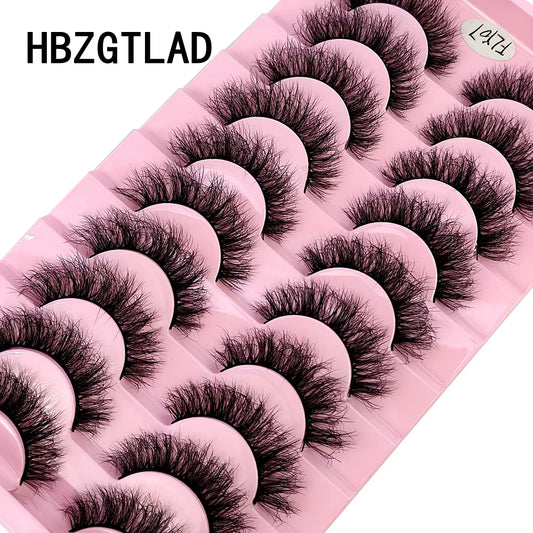 10 Pairs of Handmade Faux Mink Eyelashes - Natural Look 3D Curly False Eyelashes for a Messy Eye Makeup Effect