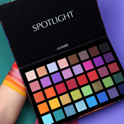 Spotlight Professional 40-Color Eyeshadow Palette - Matte and Shimmer Waterproof Formula with High Pigmentation for Long-Lasting Makeup