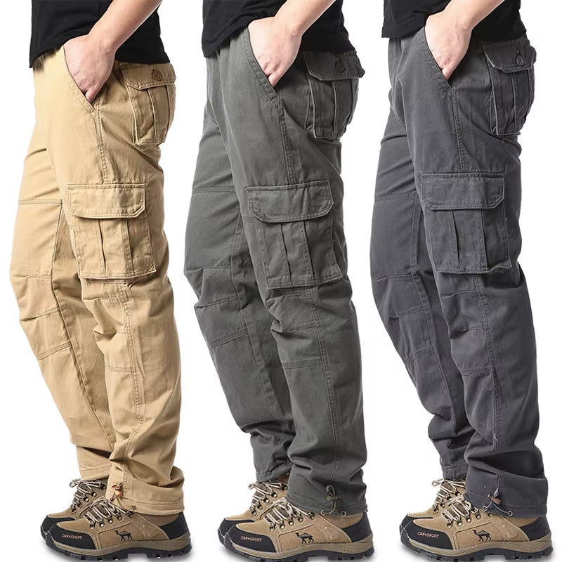 Men's Outdoor Tactical Overalls - Large Pocket Casual Jogging Pants with Elastic Waist, Made from Pure Cotton