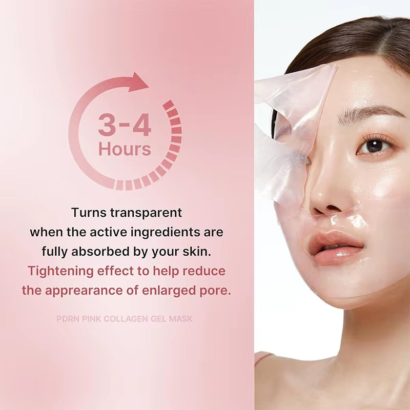 Pink Collagen Gel Salmon PDRN Facial Mask - Deep Hydrating, Moisturizing, and Firming Hydrogel Face Sheets for Balanced Skin Tone