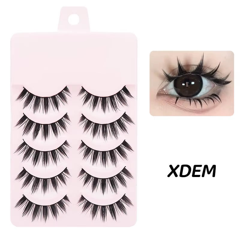 Manga-Inspired Soft Natural False Eyelashes - Thick Wispy Lashes for Daily Makeup and Special Occasions