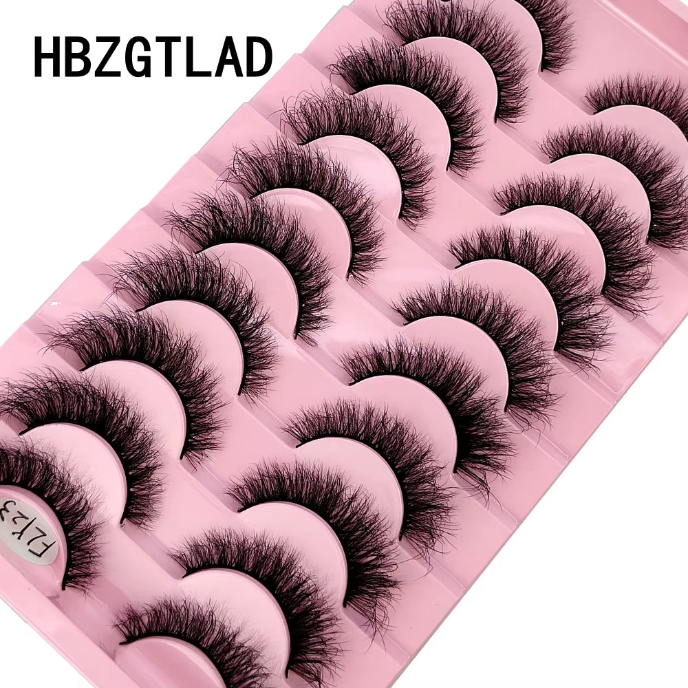 10 Pairs of Handmade Faux Mink Eyelashes - Natural Look 3D Curly False Eyelashes for a Messy Eye Makeup Effect