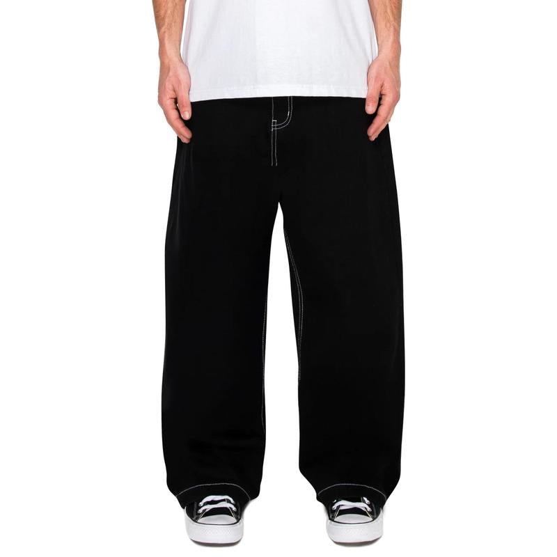 Men's Ultra Baggy Y2K Wide-Leg Denim Jeans - Oversized Classic Fit Mid-Waist Cotton Pants with 32” Inseam and Spacious Back Pocket