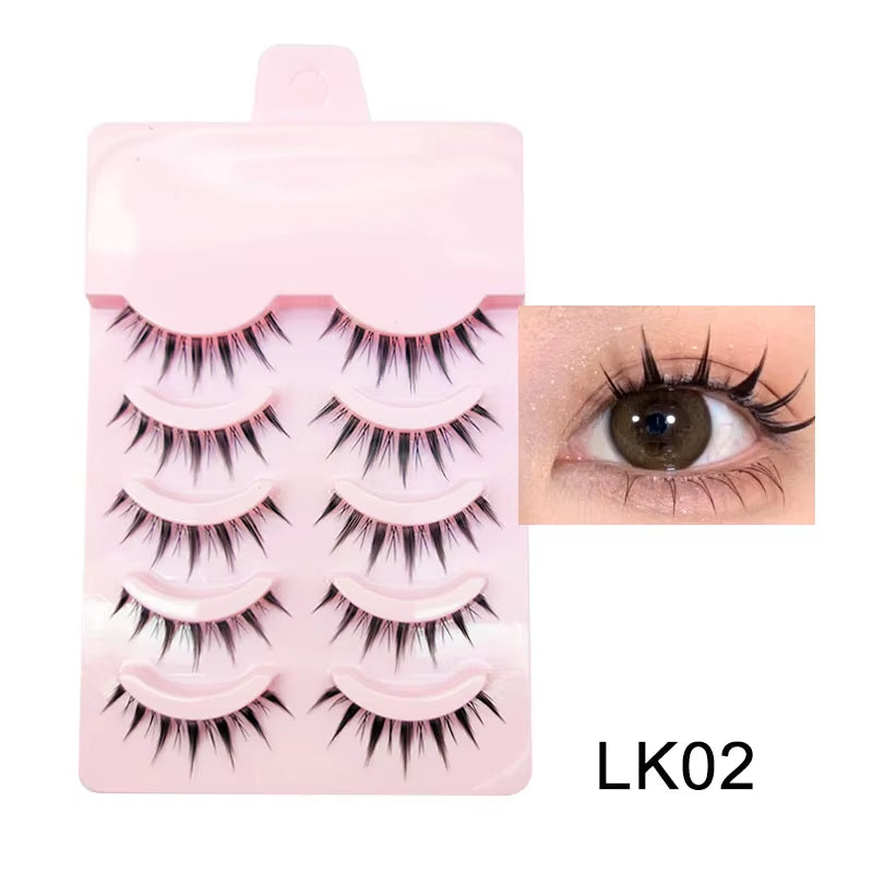 Manga-Inspired Soft Natural False Eyelashes - Thick Wispy Lashes for Daily Makeup and Special Occasions