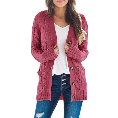 MEROKEETY Women's 2024 Fall Long Sleeve Cable Knit Open Front Cardigan with Buttons - Stylish Loose Outerwear for Everyday Wear