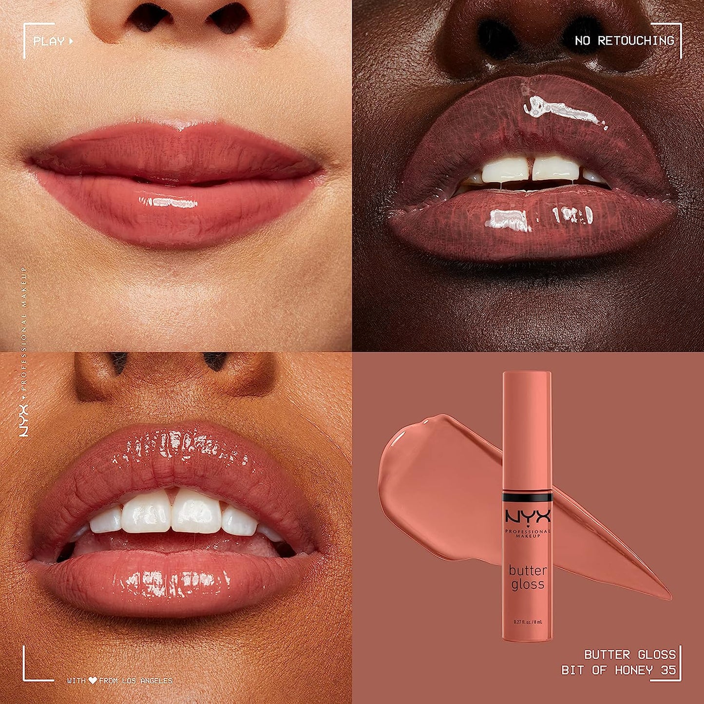 Butter Gloss Non-Sticky Lip Gloss in Bit of Honey (Peach Nude)