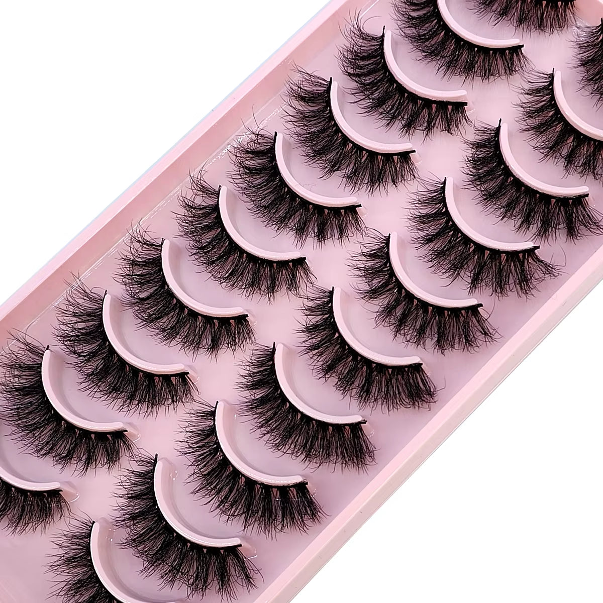 10 Pairs of Handmade Faux Mink Eyelashes - Natural Look 3D Curly False Eyelashes for a Messy Eye Makeup Effect