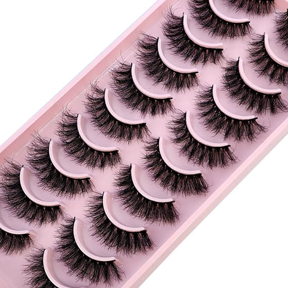 10 Pairs of Handmade Faux Mink Eyelashes - Natural Look 3D Curly False Eyelashes for a Messy Eye Makeup Effect