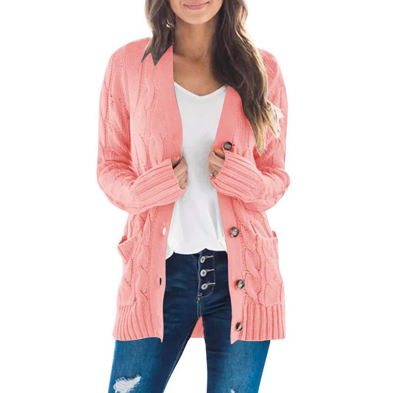 MEROKEETY Women's 2024 Fall Long Sleeve Cable Knit Open Front Cardigan with Buttons - Stylish Loose Outerwear for Everyday Wear