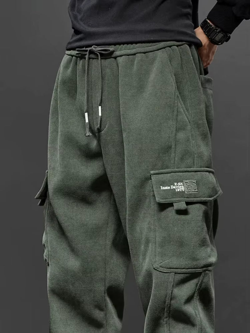 Men's Stretchable Casual Trousers with Elastic Waist and Drawstring - Harem Jogging Pants for Spring and Autumn