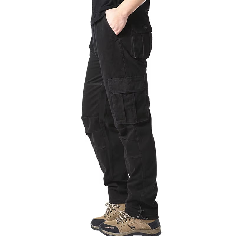 Men's Outdoor Tactical Overalls - Large Pocket Casual Jogging Pants with Elastic Waist, Made from Pure Cotton