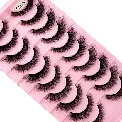 10 Pairs of Handmade Faux Mink Eyelashes - Natural Look 3D Curly False Eyelashes for a Messy Eye Makeup Effect