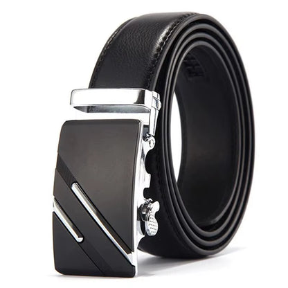 Luxury Men's Genuine Leather Belt with Metal Buckle for Casual and Formal Wear