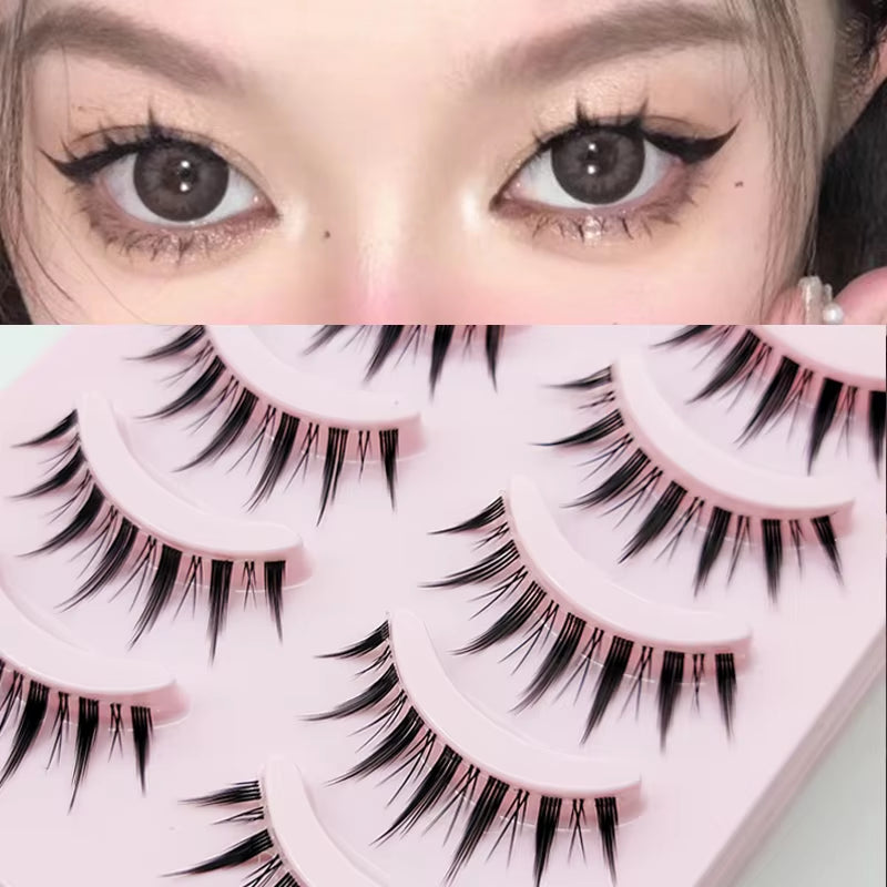 Manga-Inspired Soft Natural False Eyelashes - Thick Wispy Lashes for Daily Makeup and Special Occasions