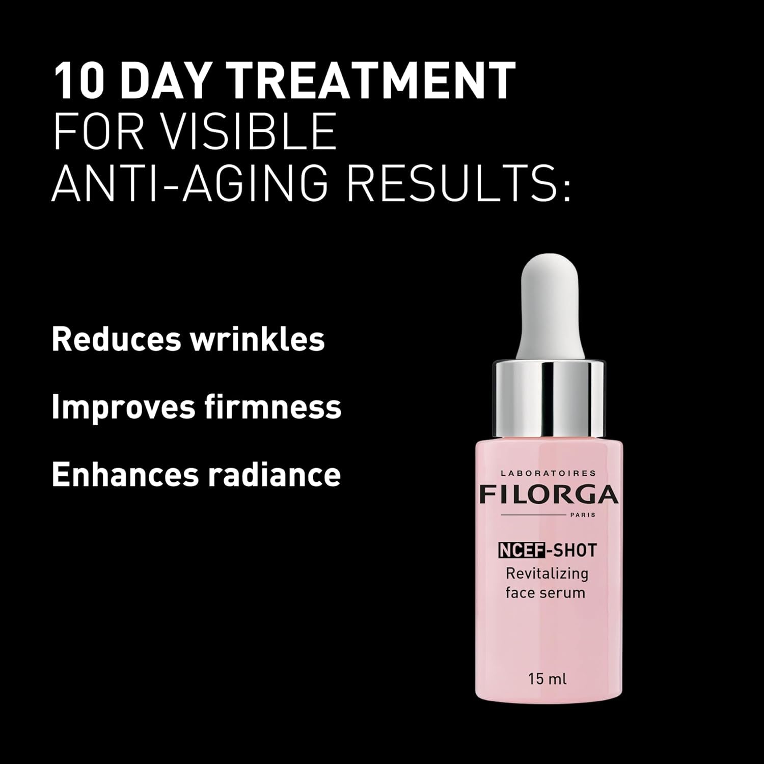 Ncef-Shot Anti-Aging Serum: Intensive Wrinkle Reduction Treatment for Radiant and Firm Skin in Just 10 Days, 0.5 Fl. Oz.