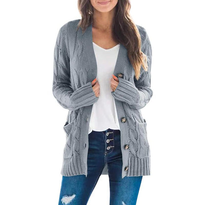 MEROKEETY Women's 2024 Fall Long Sleeve Cable Knit Open Front Cardigan with Buttons - Stylish Loose Outerwear for Everyday Wear