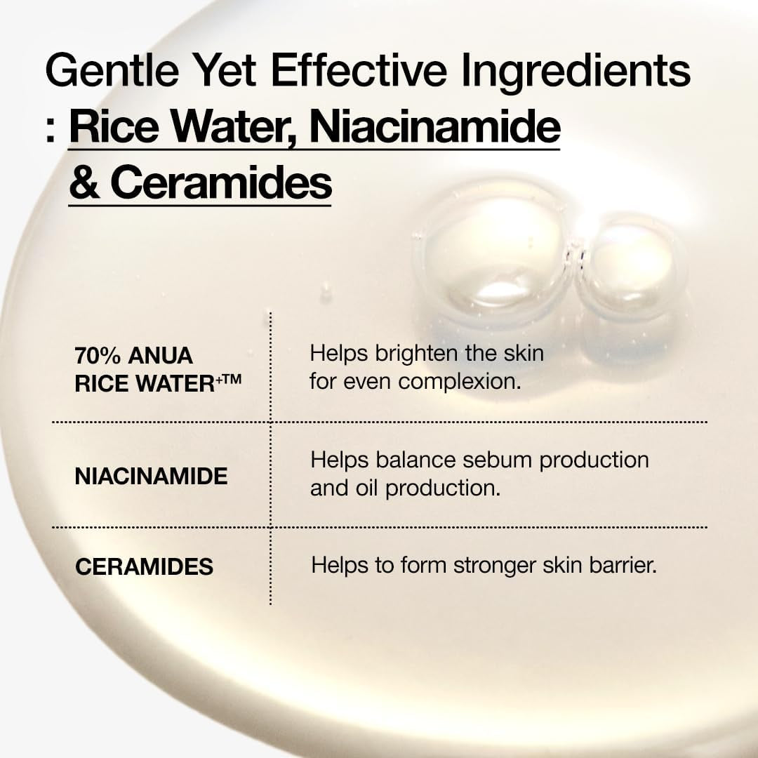 Glow-Boosting Rice 70 Milky Toner - Achieve Glass Skin with Rice Water, Niacinamide & Ceramides - Fragrance-Free & Fungal Acne Safe - 250ml
