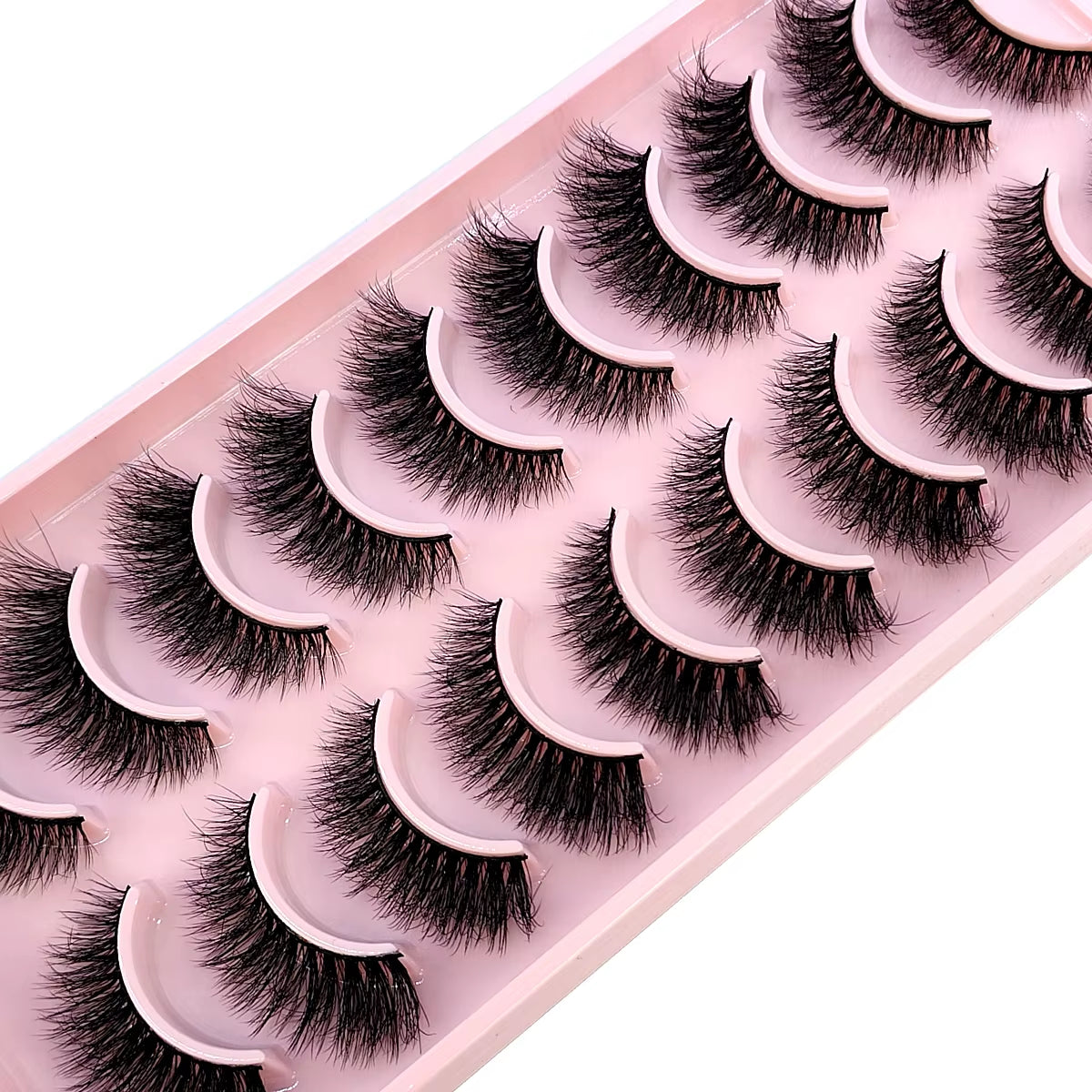 10 Pairs of Handmade Faux Mink Eyelashes - Natural Look 3D Curly False Eyelashes for a Messy Eye Makeup Effect