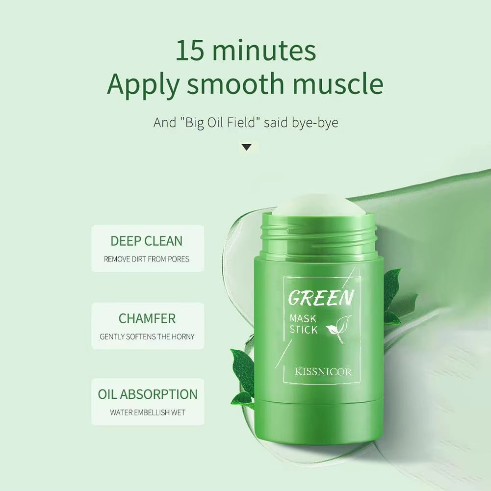 Green Tea Cleansing Stick Mask - Shrink Pores & Remove Blackheads, Deep Cleansing & Moisturizing Facial Treatment (40G)