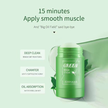 Green Tea Cleansing Stick Mask - Shrink Pores & Remove Blackheads, Deep Cleansing & Moisturizing Facial Treatment (40G)