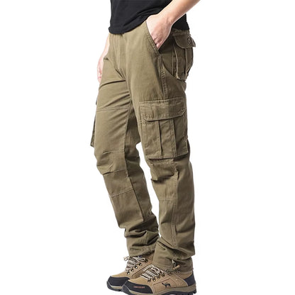Men's Outdoor Tactical Overalls - Large Pocket Casual Jogging Pants with Elastic Waist, Made from Pure Cotton