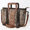 Stylish American Darling Cowhide Leather Tote Bag with Floral Tooled Design, Fringe Accents & Sturdy Handles