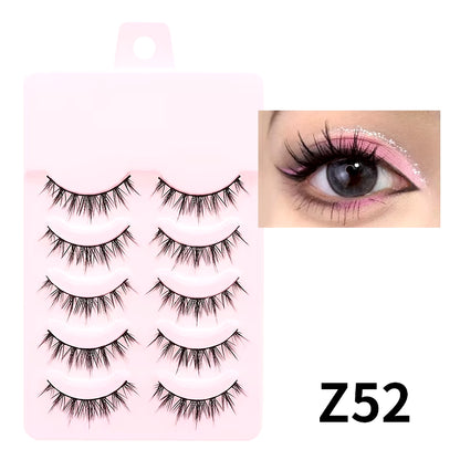Manga-Inspired Soft Natural False Eyelashes - Thick Wispy Lashes for Daily Makeup and Special Occasions