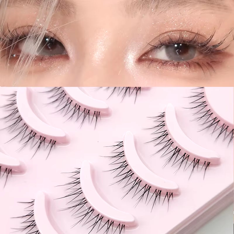 Manga-Inspired Soft Natural False Eyelashes - Thick Wispy Lashes for Daily Makeup and Special Occasions