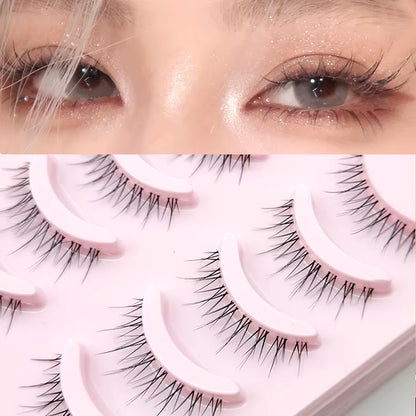 Manga-Inspired Soft Natural False Eyelashes - Thick Wispy Lashes for Daily Makeup and Special Occasions
