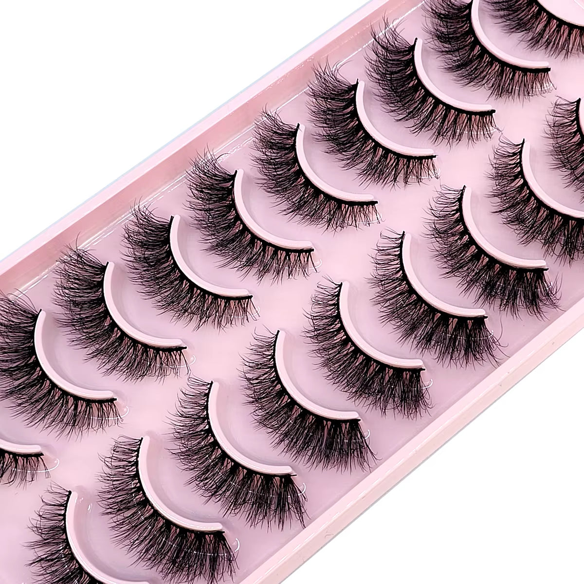 10 Pairs of Handmade Faux Mink Eyelashes - Natural Look 3D Curly False Eyelashes for a Messy Eye Makeup Effect
