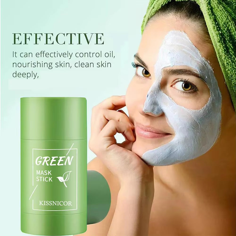 Green Tea Cleansing Stick Mask - Shrink Pores & Remove Blackheads, Deep Cleansing & Moisturizing Facial Treatment (40G)